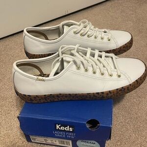 Keds Kickstart leather with leopard print sole